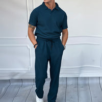 Loose Fit Polo T-Shirt & Trouser Cord Set - Rain Forest