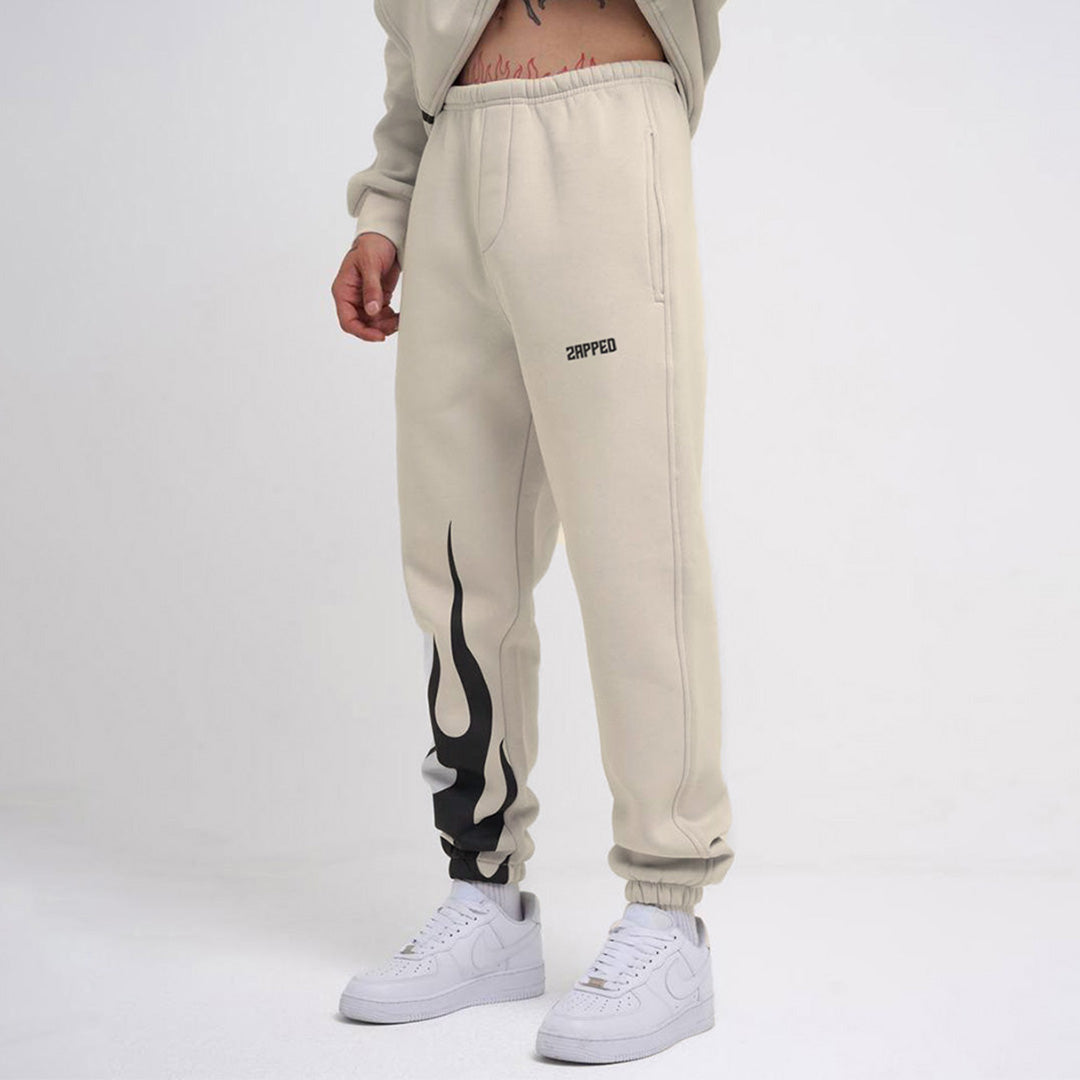 Relaxed Flame Printed Joggers - Skin