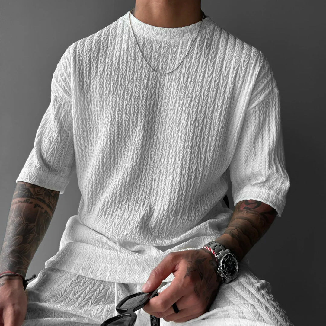 OVERSIZE STRUCTURED T-SHIRT & SHORT SET - WHITE