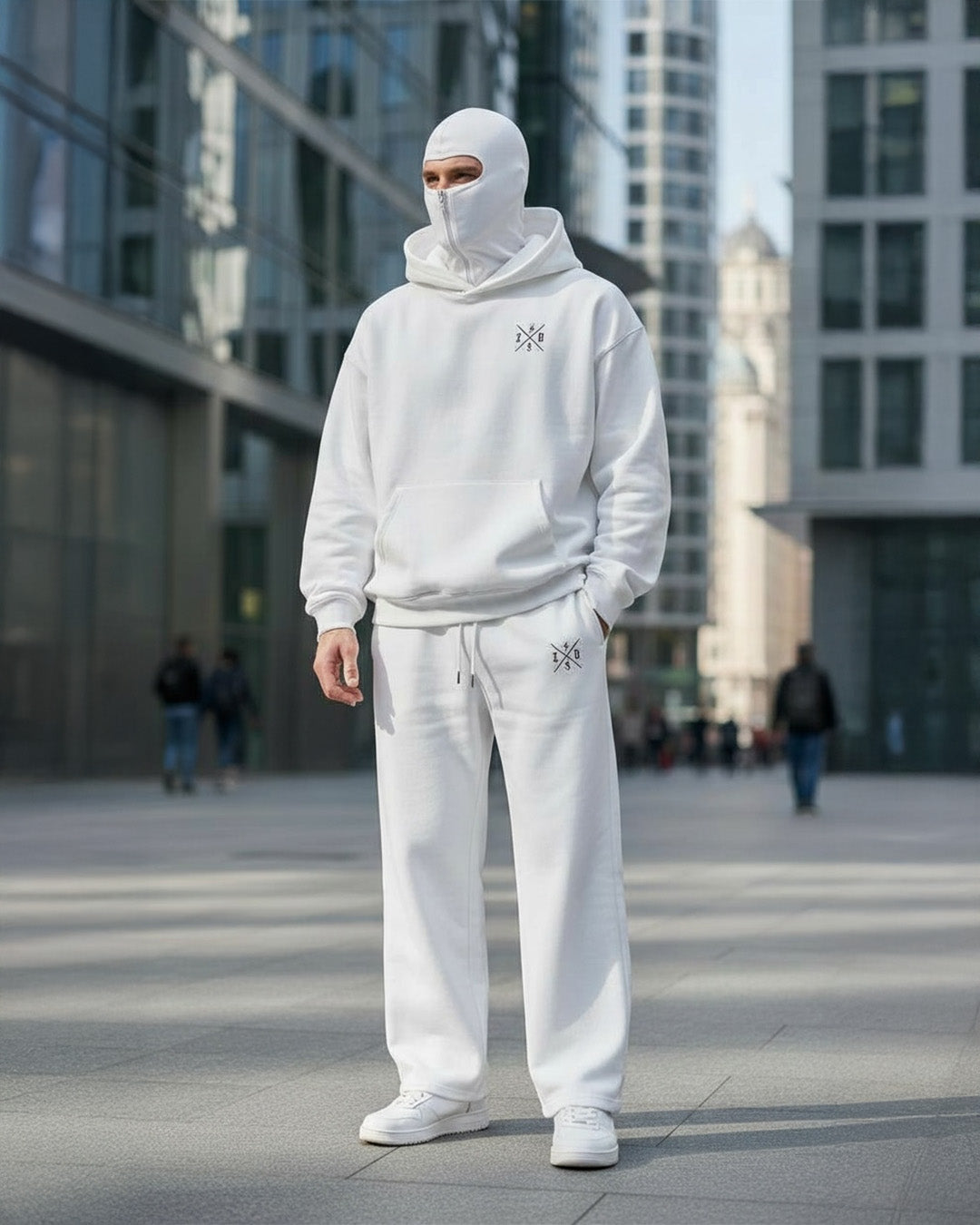 Zapped Ninja Hoodie & Lounge Trouser Combo – White
