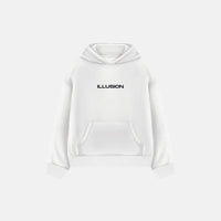 DROP SHOULDER ILLUSION HOODIE - WHITE