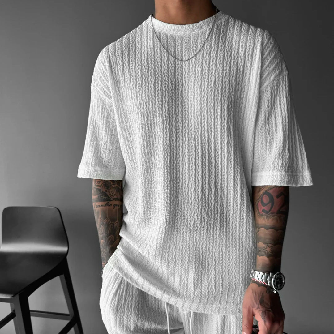 OVERSIZE STRUCTURED T-SHIRT & SHORT SET - WHITE