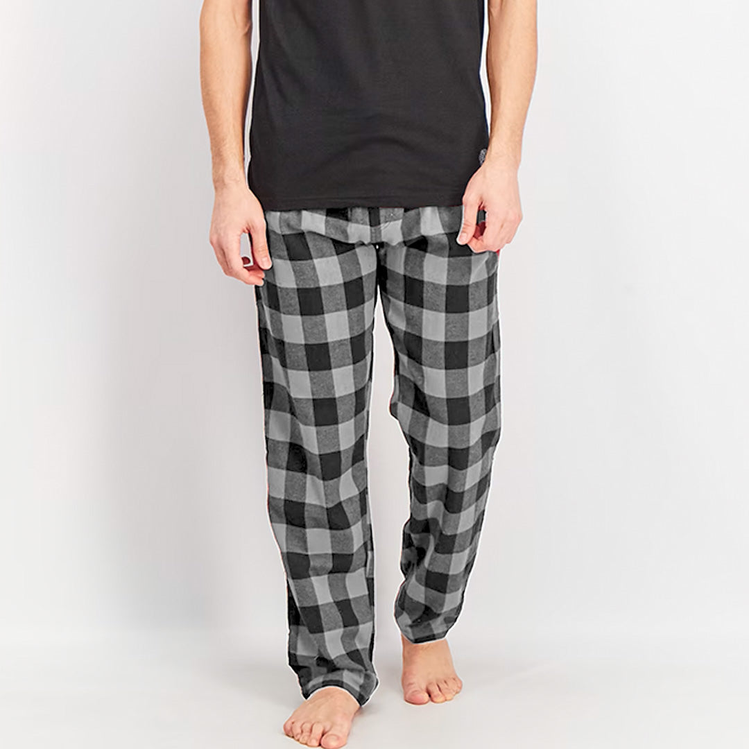 Zapped Loose Fit Plaid Cord Pant - Gray Black
