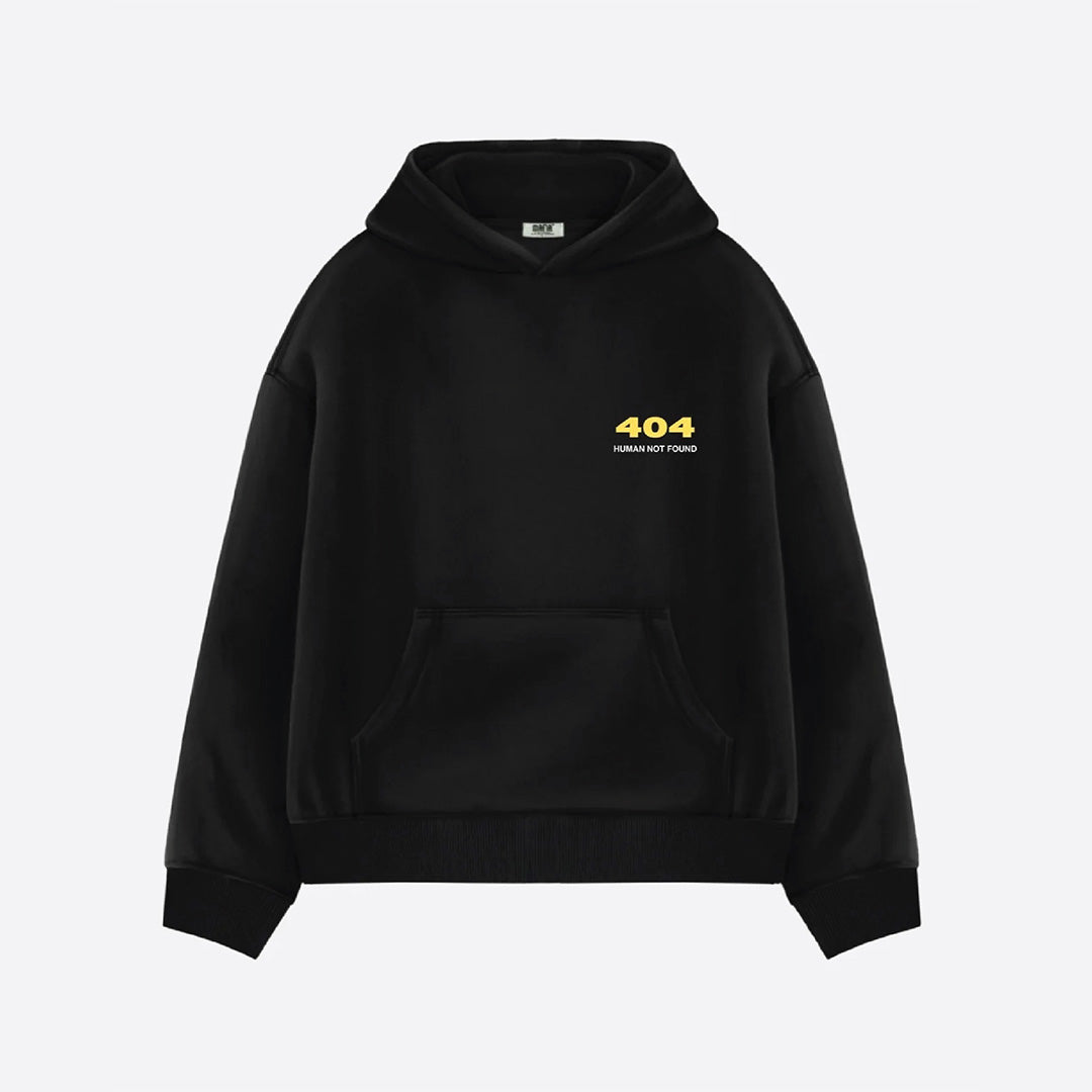 ERROR 404 DROP SHOULDER HOODIE - BLACK