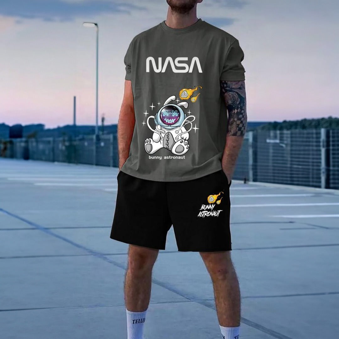 NASA Slogan Grey & Black Short Set