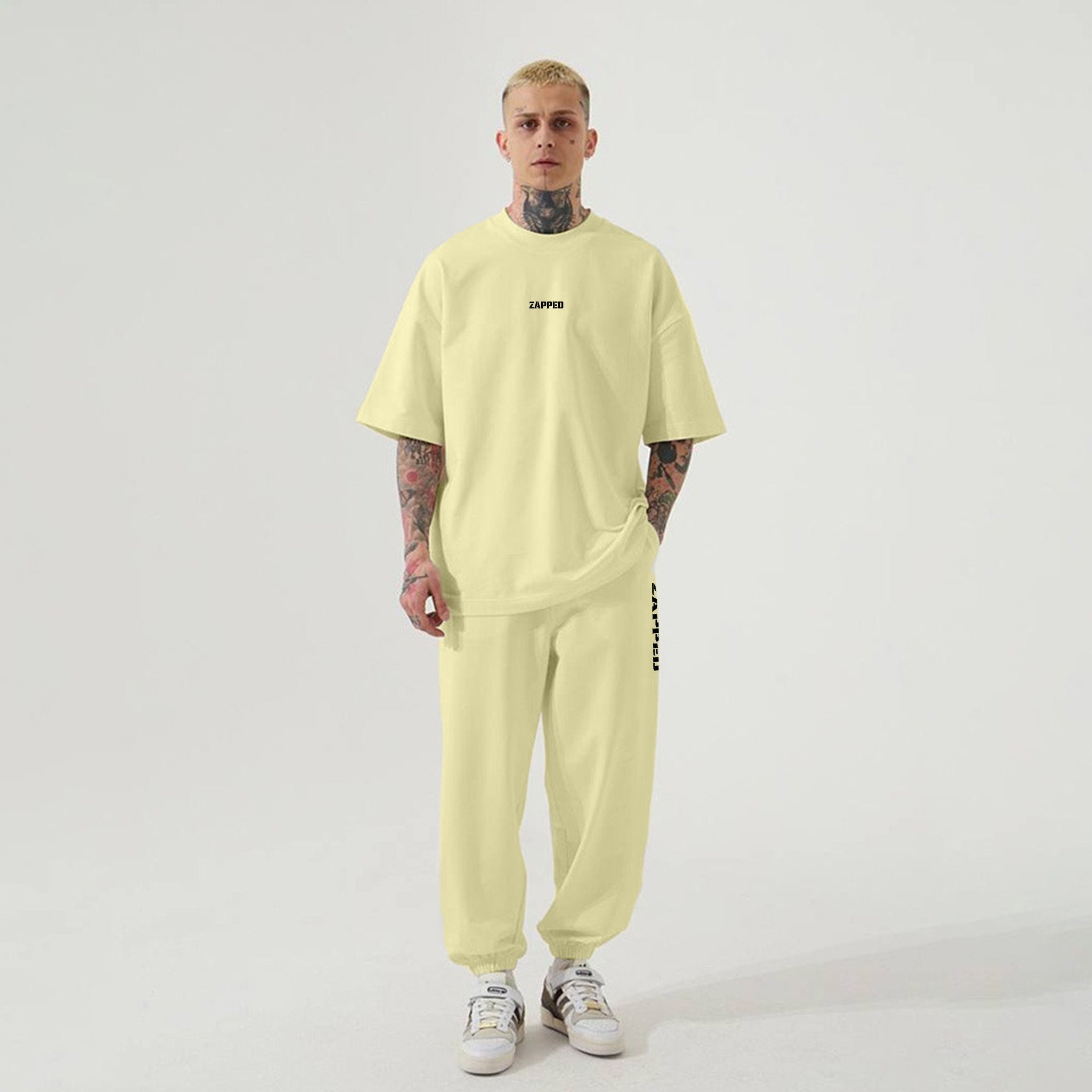Zapped Oversize T-Shirt & Jogger Pant Cord Set - Yellow