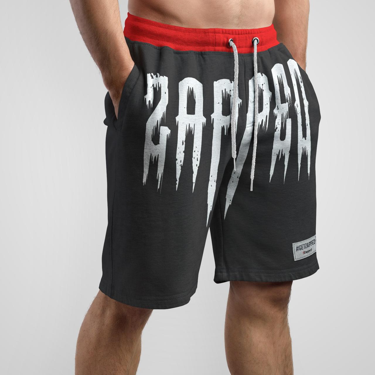 Zapped Red & Black Terry Cotton Shorts