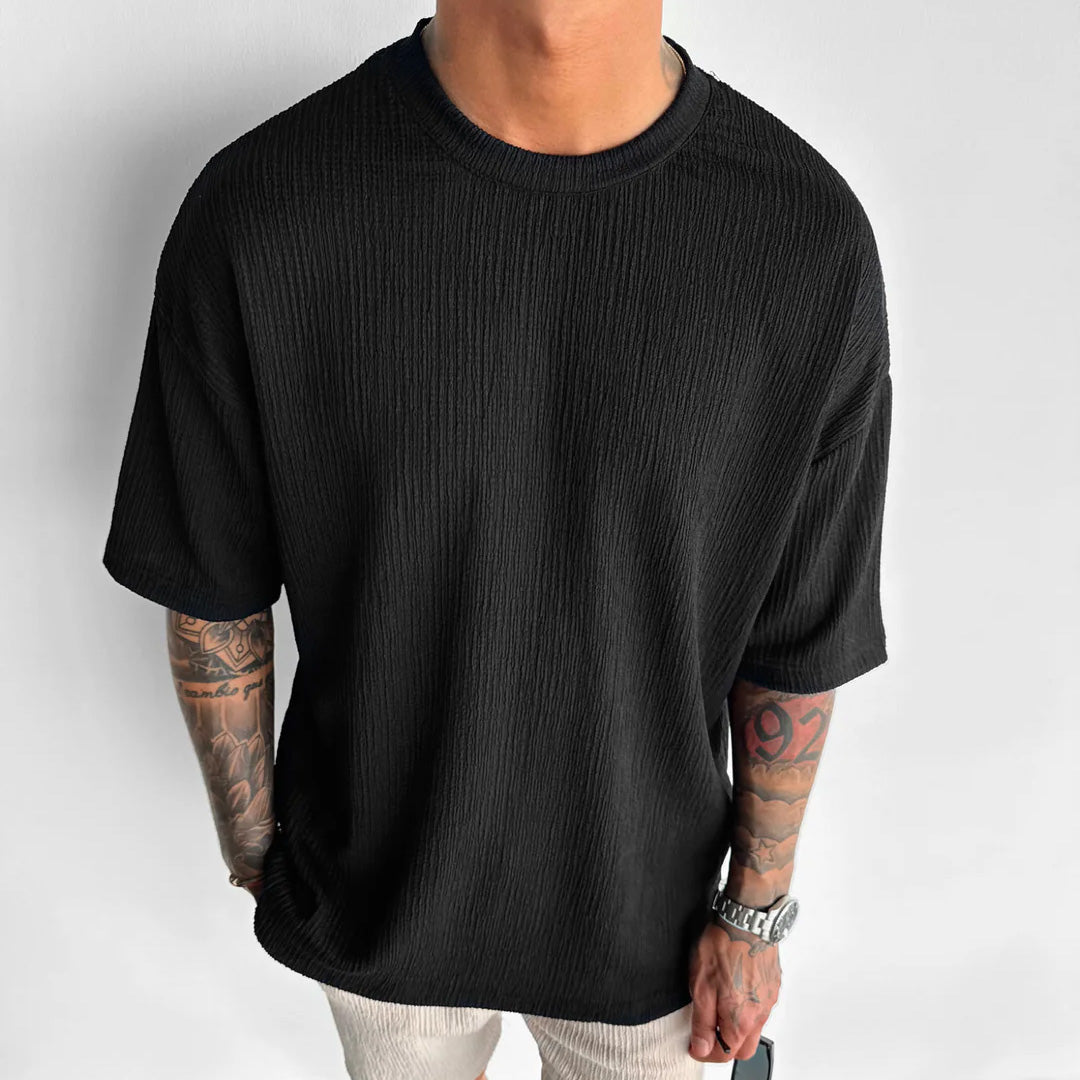 BLACK COTTON CRUSH OVERSIZED T-SHIRT