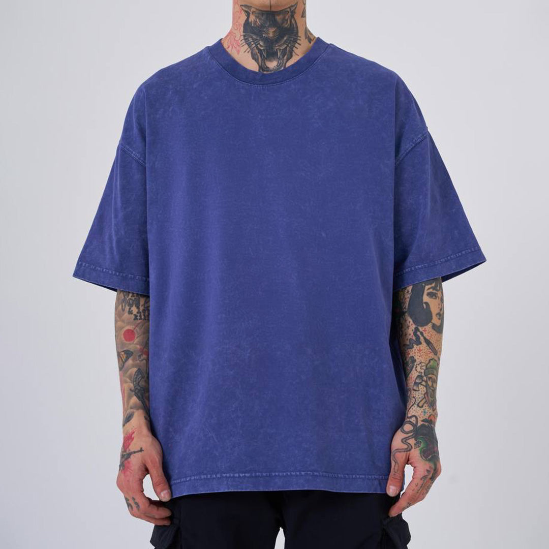 OVERSIZE ACID WASH T-SHIRT - BLUE