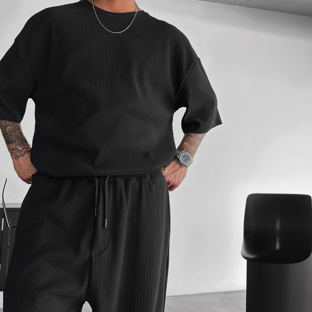 OVERSIZE RIBBED T-SHIRT - BLACK