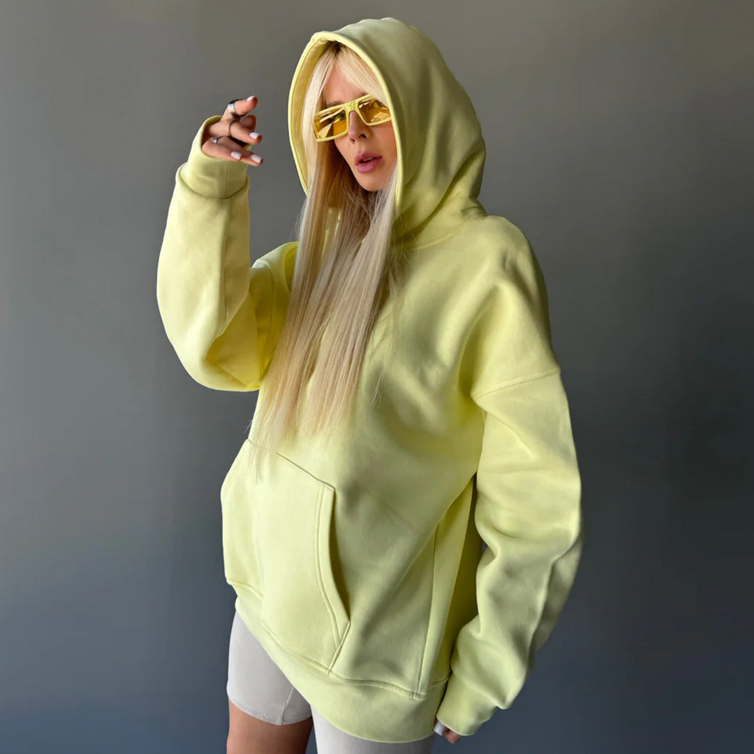 BASIC PLAIN HOODIE UNISEX - YELLOW