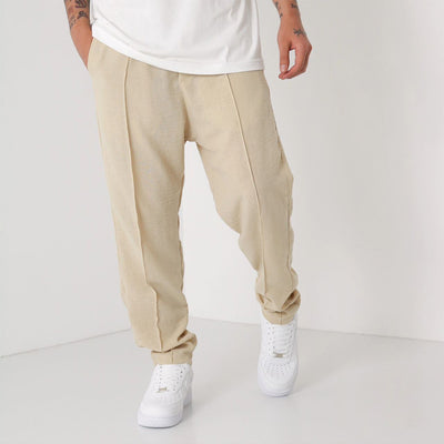 LOOSE FIT LINEN JOGGER PANTS - BEIGE