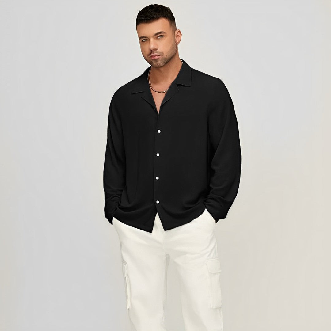 Black Full sleeves oversize shirt cotton linen