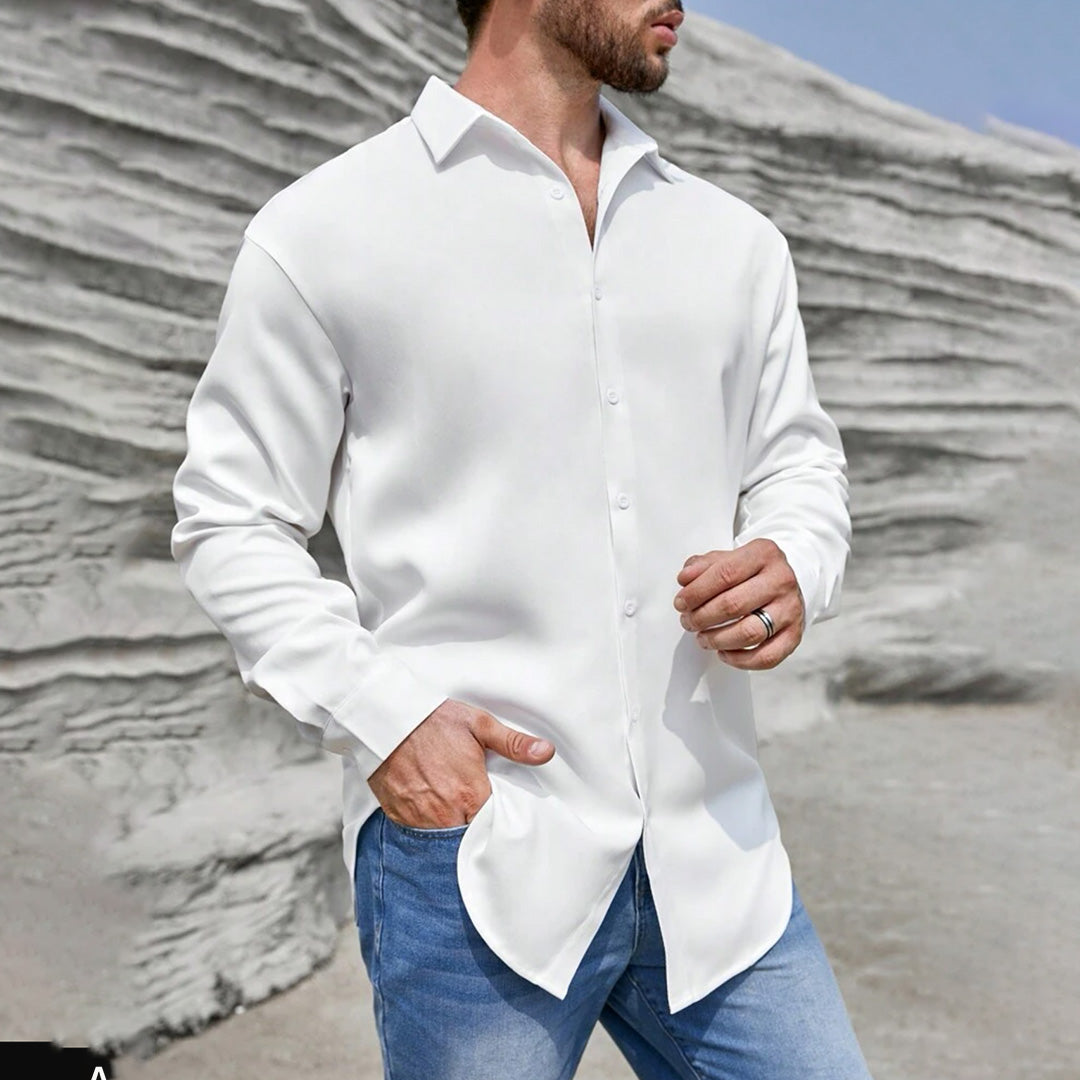 White Full sleeves oversize shirt cotton