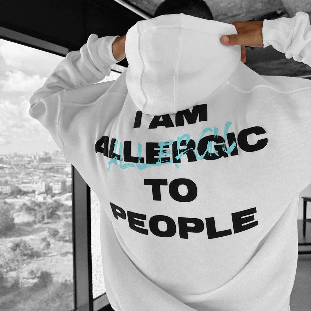 Allergic Oversize Fleece Hoodies - Stay Warm in Style, White.
