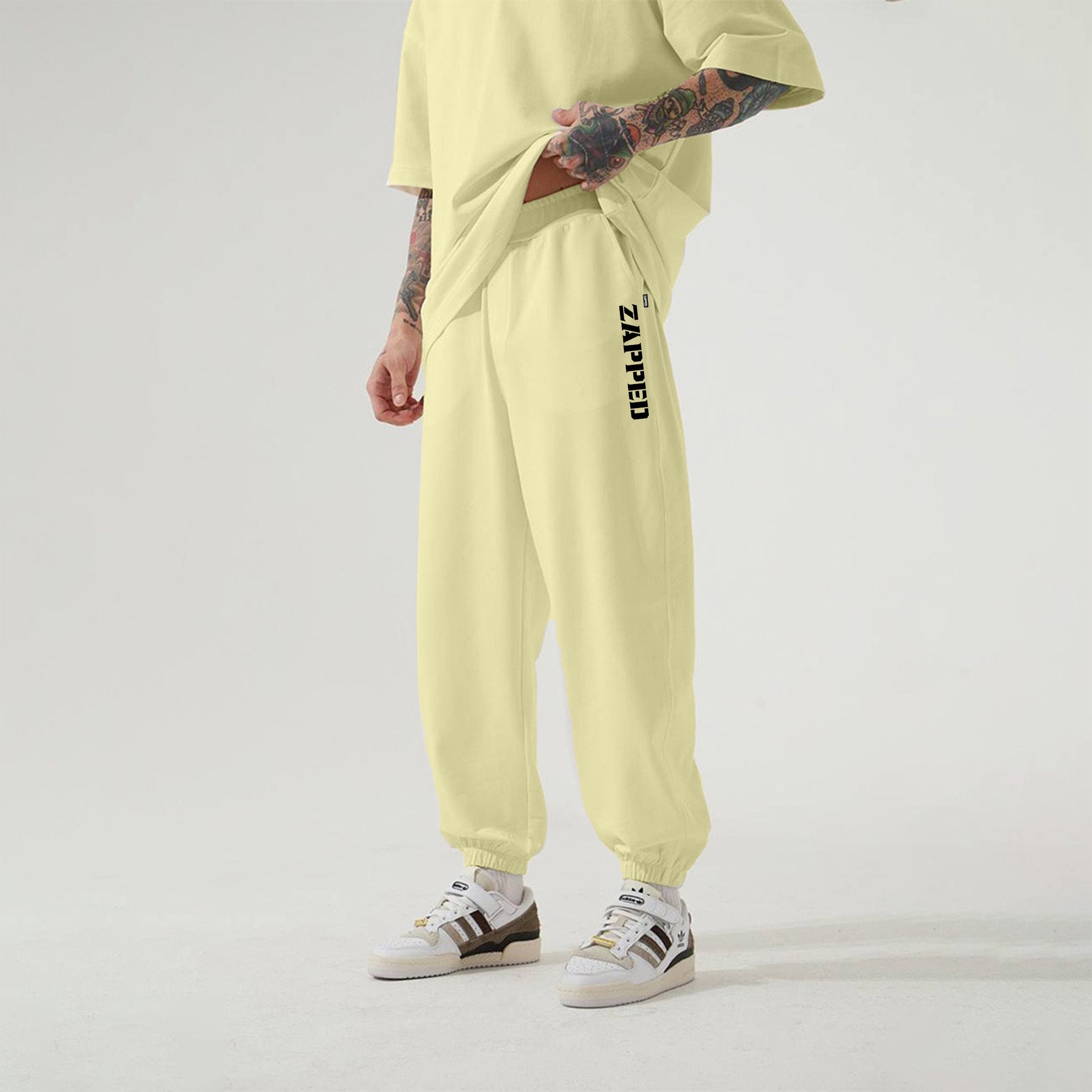 Zapped Oversize T-Shirt & Jogger Pant Cord Set - Yellow