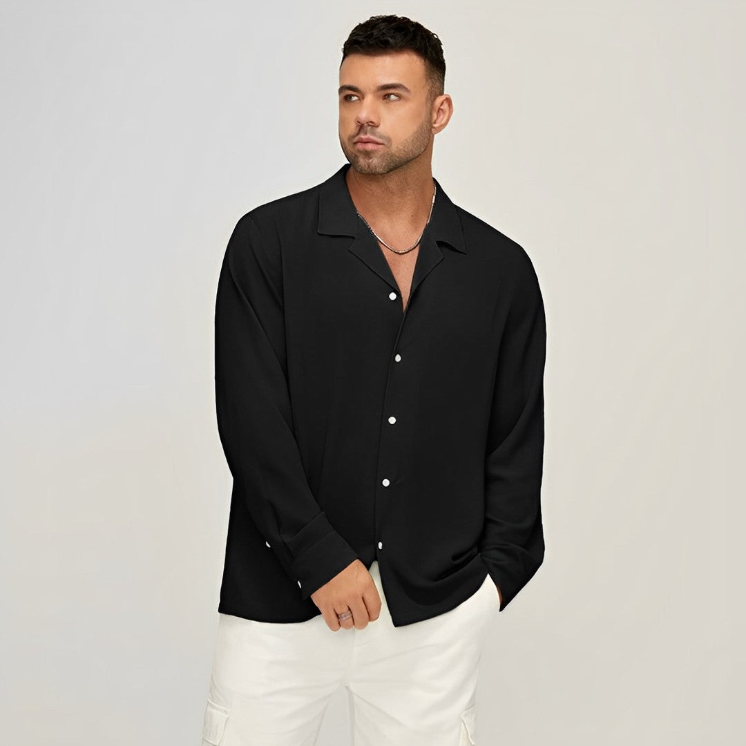 Black Full sleeves oversize shirt cotton linen