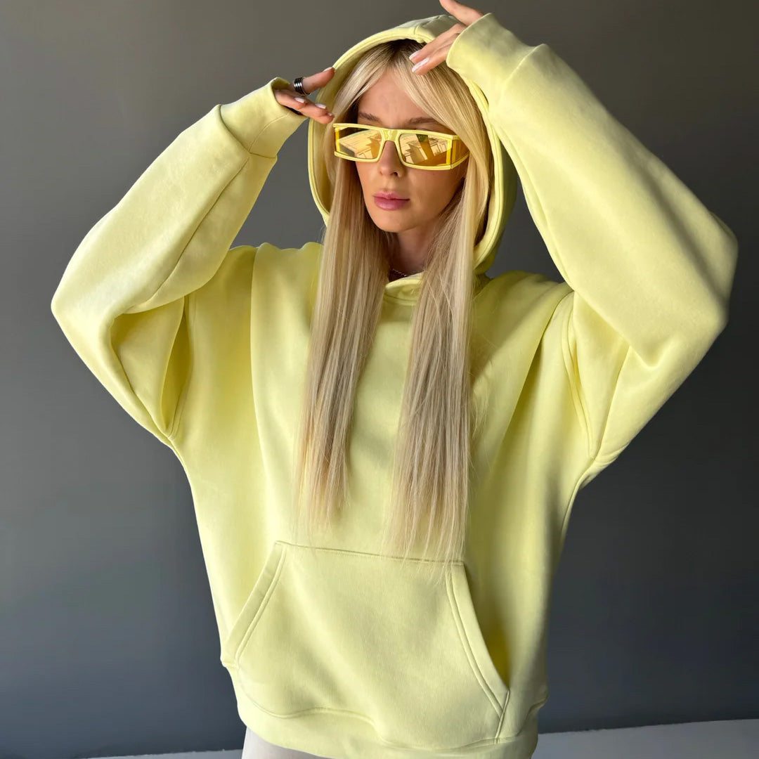 BASIC PLAIN HOODIE UNISEX - YELLOW