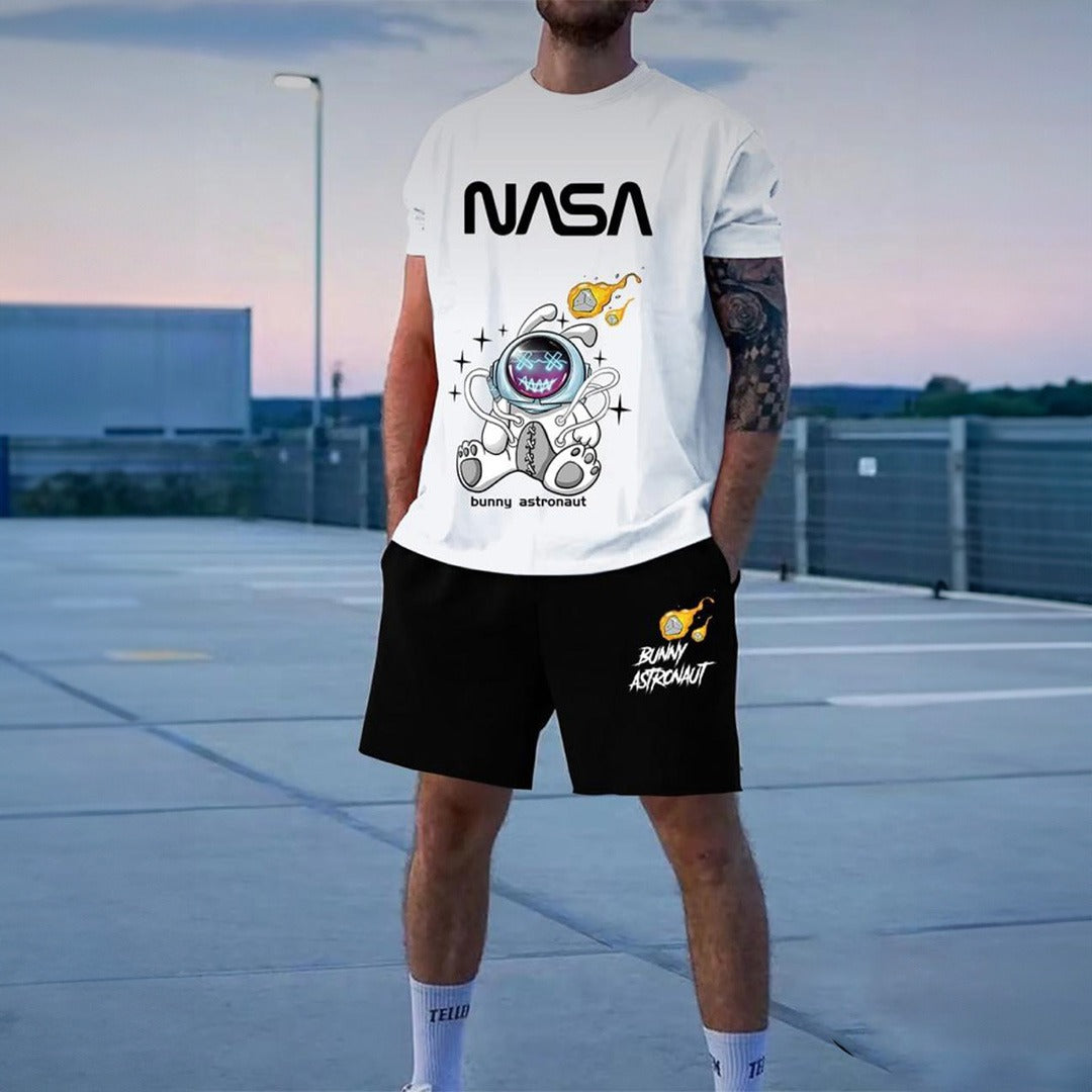 NASA Slogan White & Black Short Set