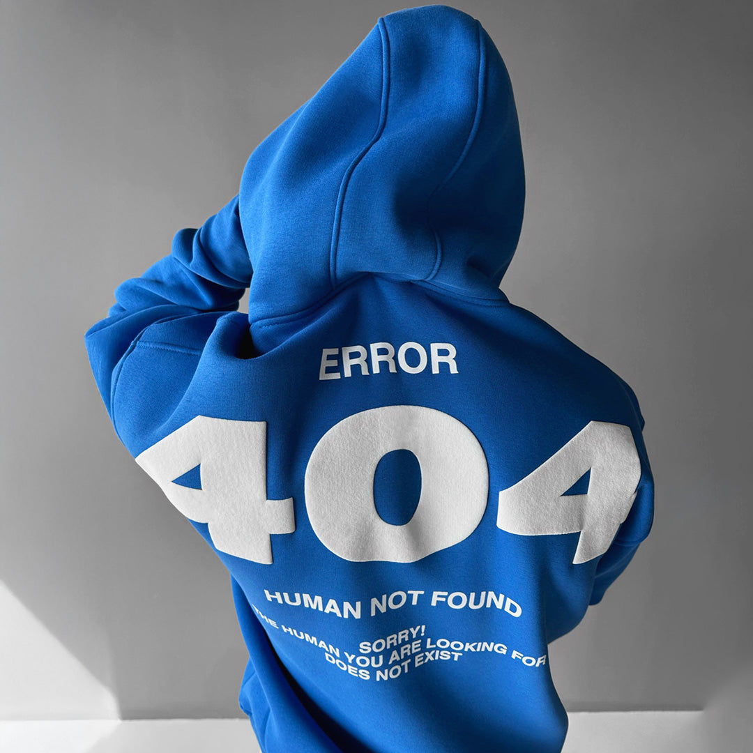 ERROR 404 DROP SHOULDER HOODIE - BLUE