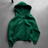 BASIC PLAIN ZIPPER HOODIE UNISEX - GREEN