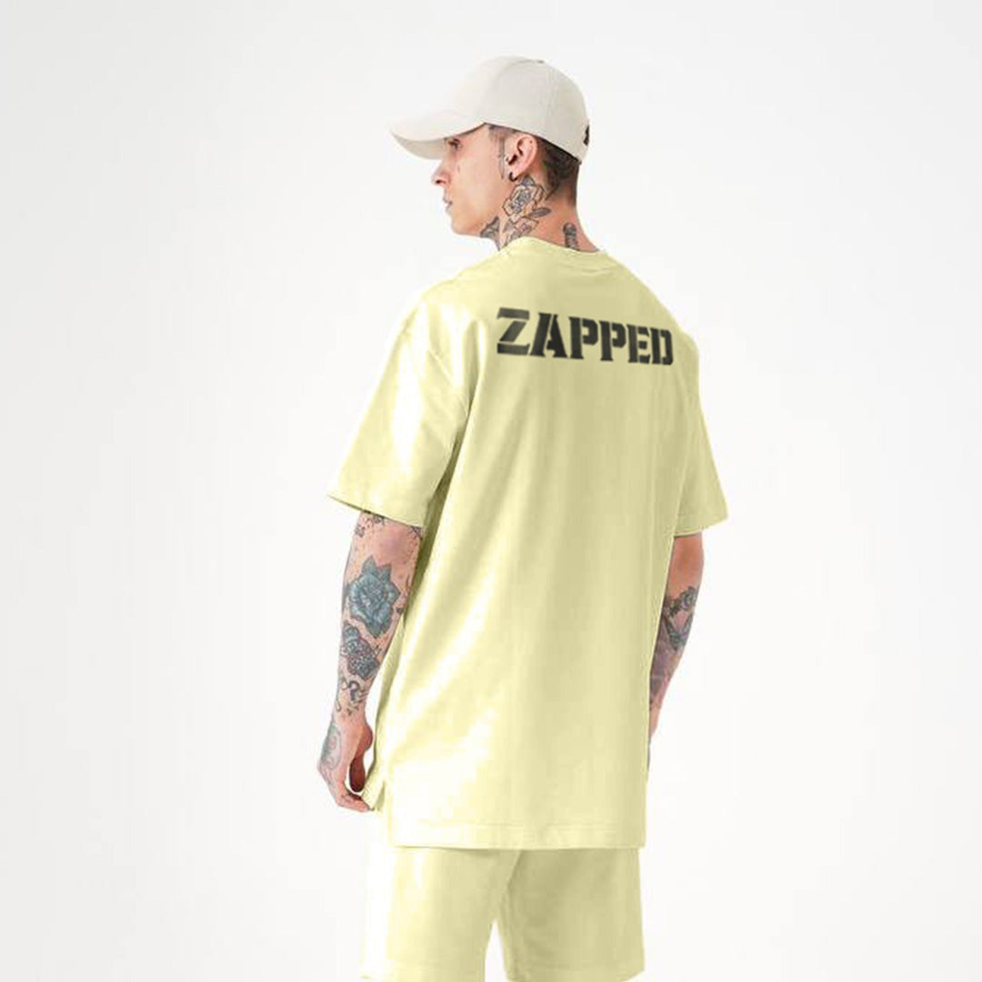 Zapped Crew Neck Cotton Oversize T-Shirt - Yellow