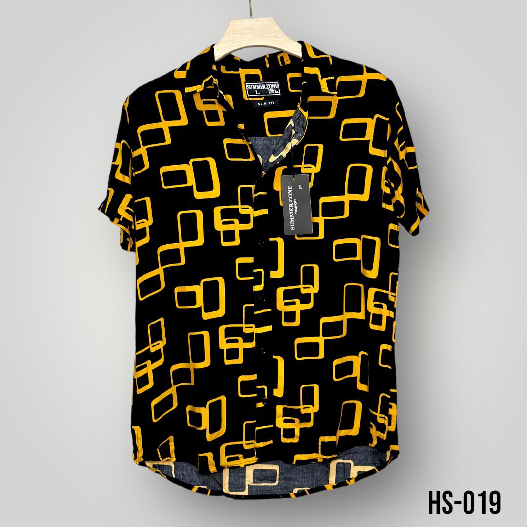All Over printed Cotton Linen Shirt - Yellow