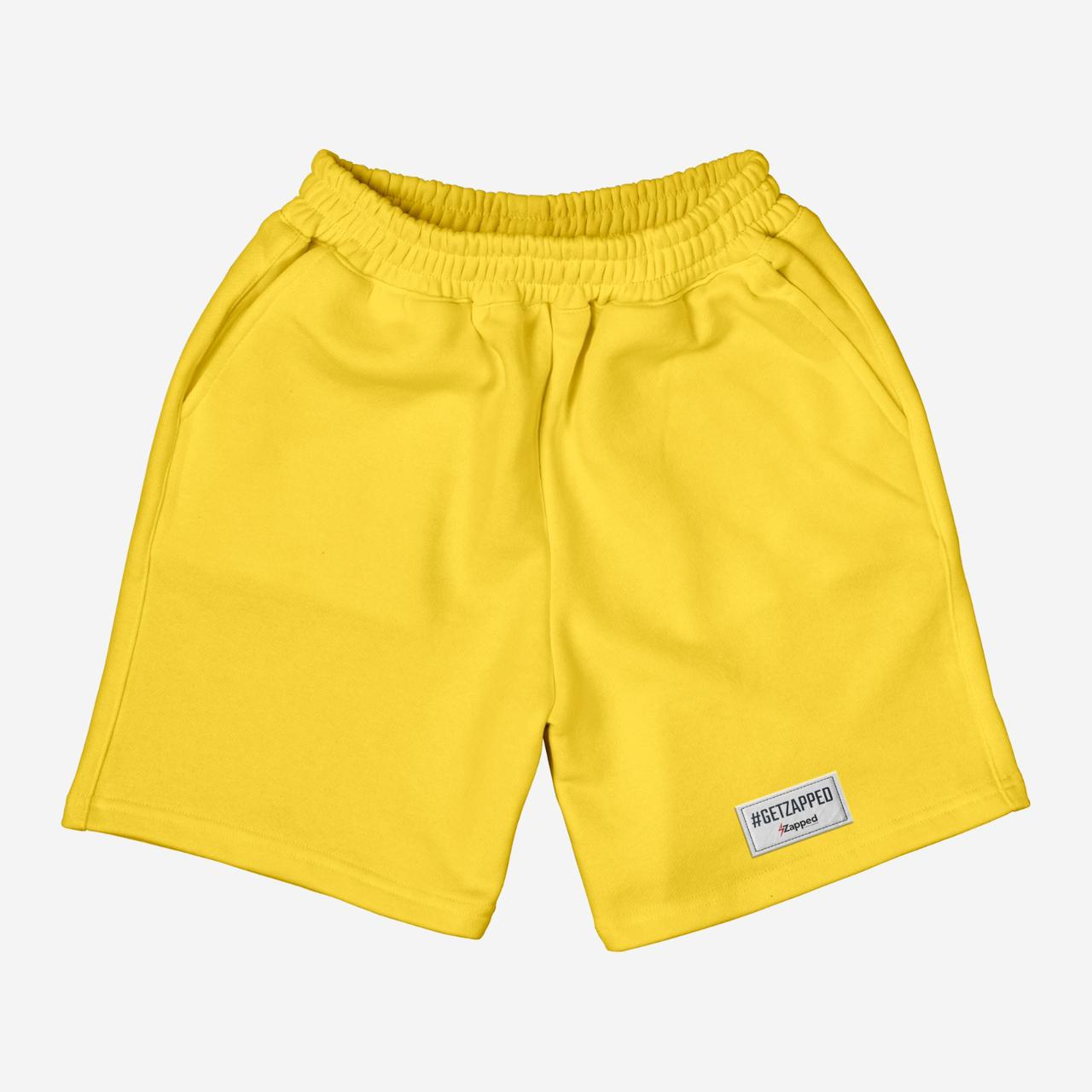 Zapped Yellow Basic Terry Cotton Shorts