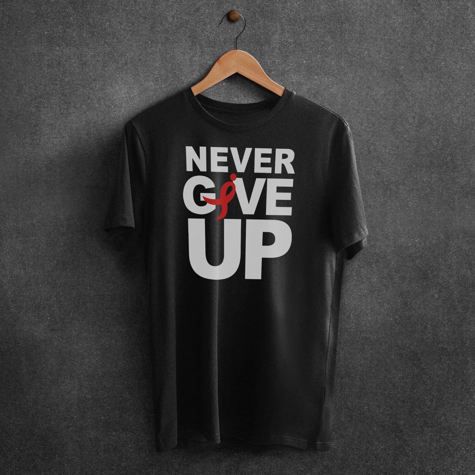 Never Give Up Slogan Graphic T-Shirt