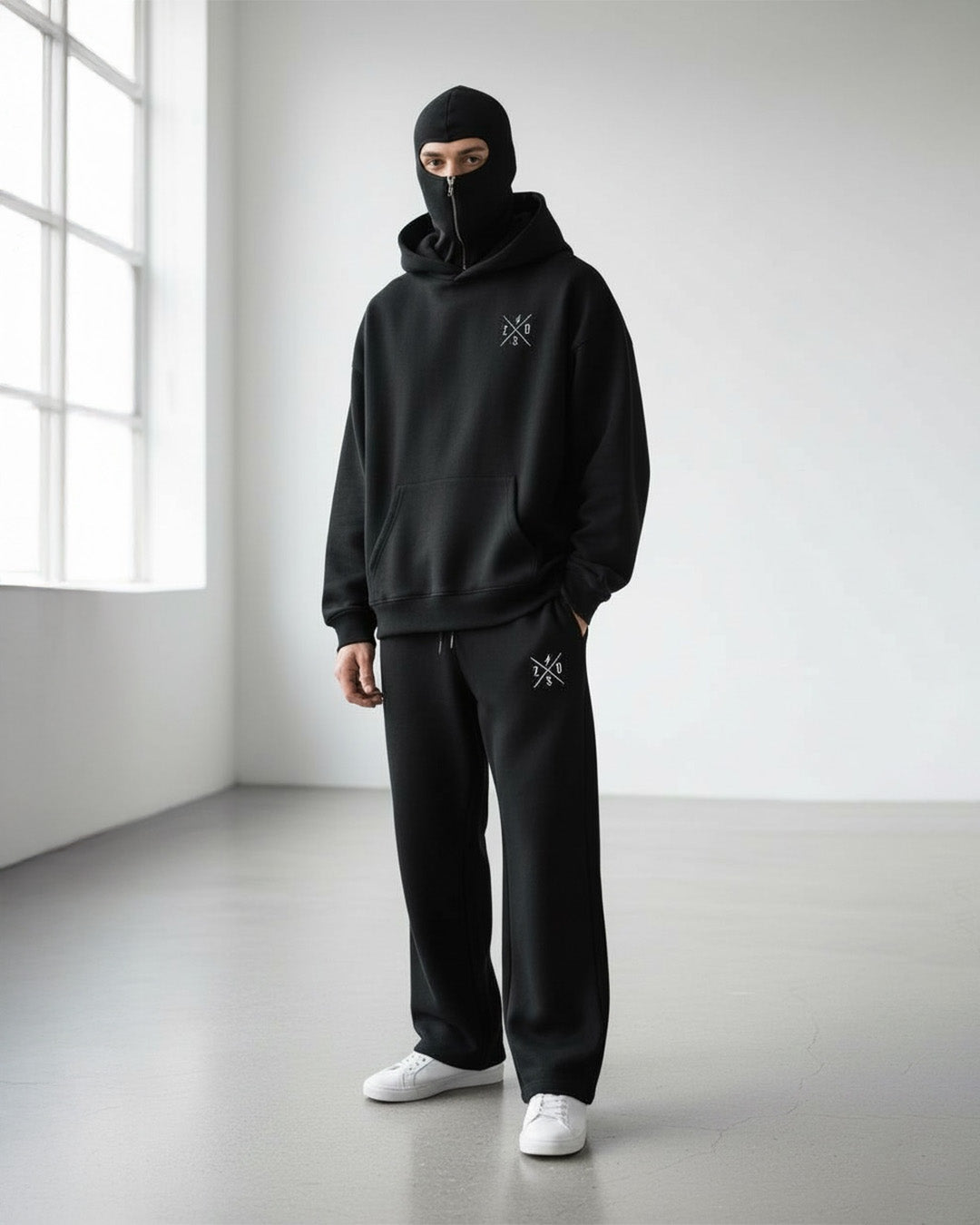 Zapped Ninja Hoodie & Lounge Trouser Combo – Black