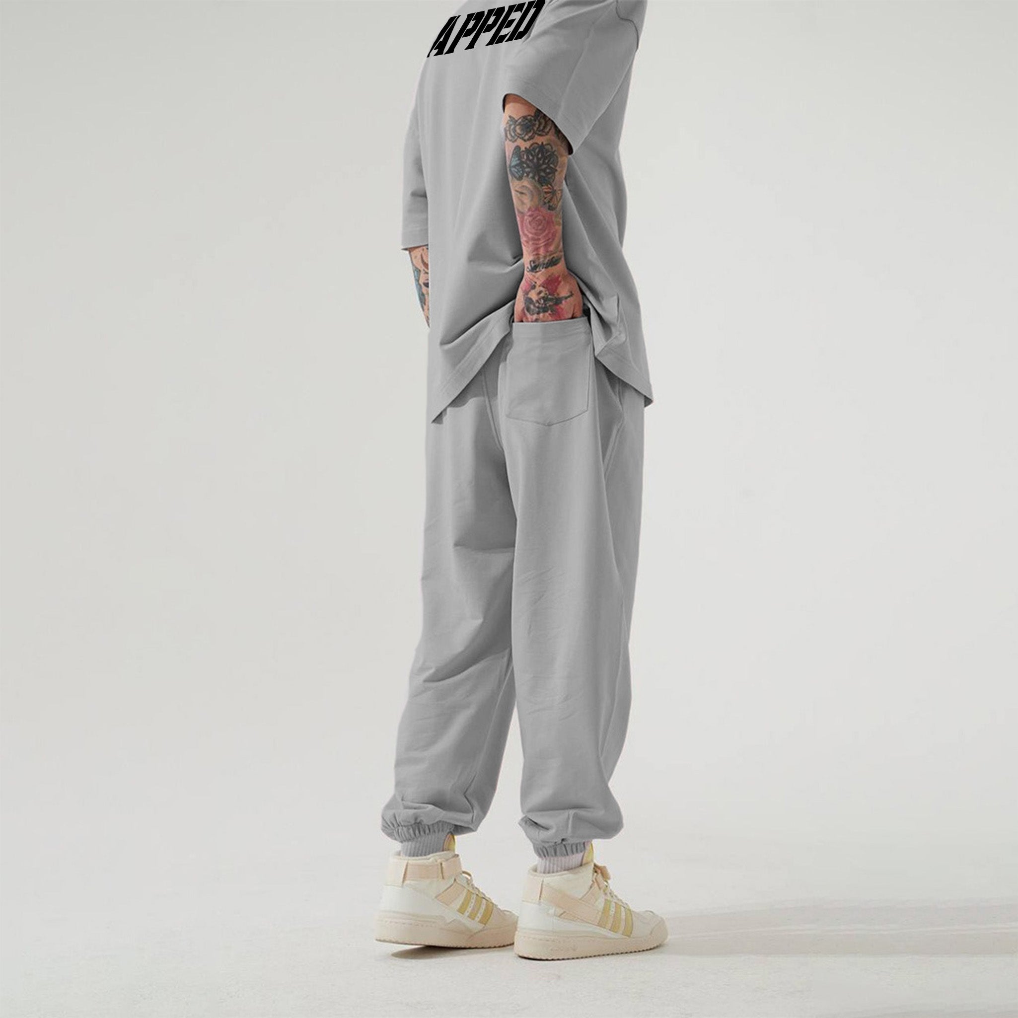 Zapped Oversize T-Shirt & Jogger Pant Cord Set - Gray