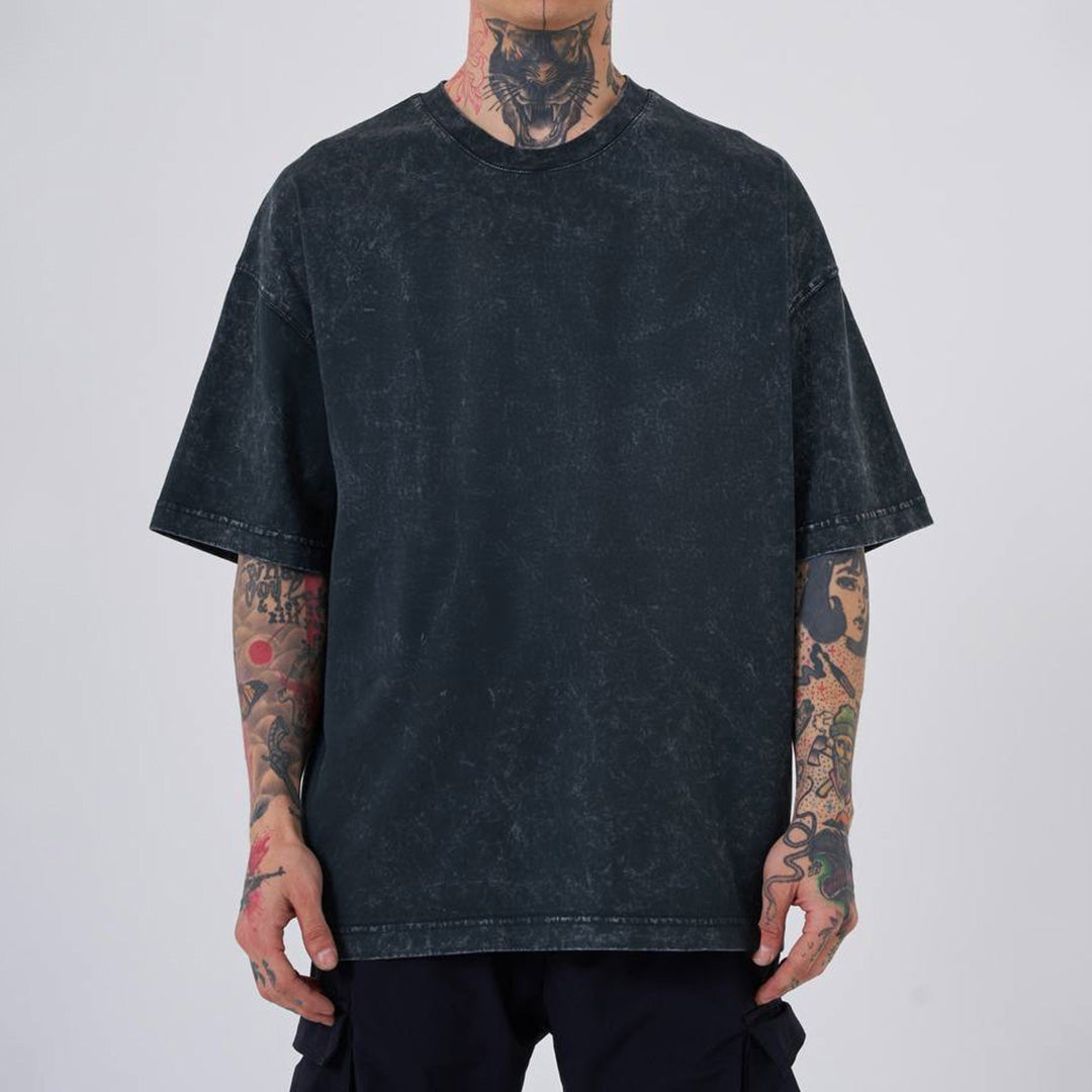 OVERSIZE ACID WASH T-SHIRT - BLACK