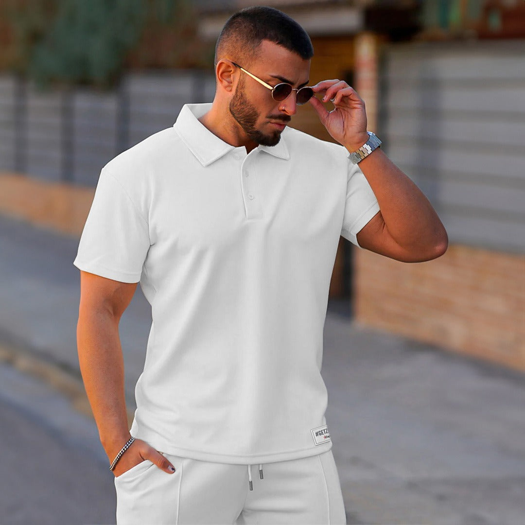 Zapped Cotton Lecra Polo T-shirt & Shorts - White