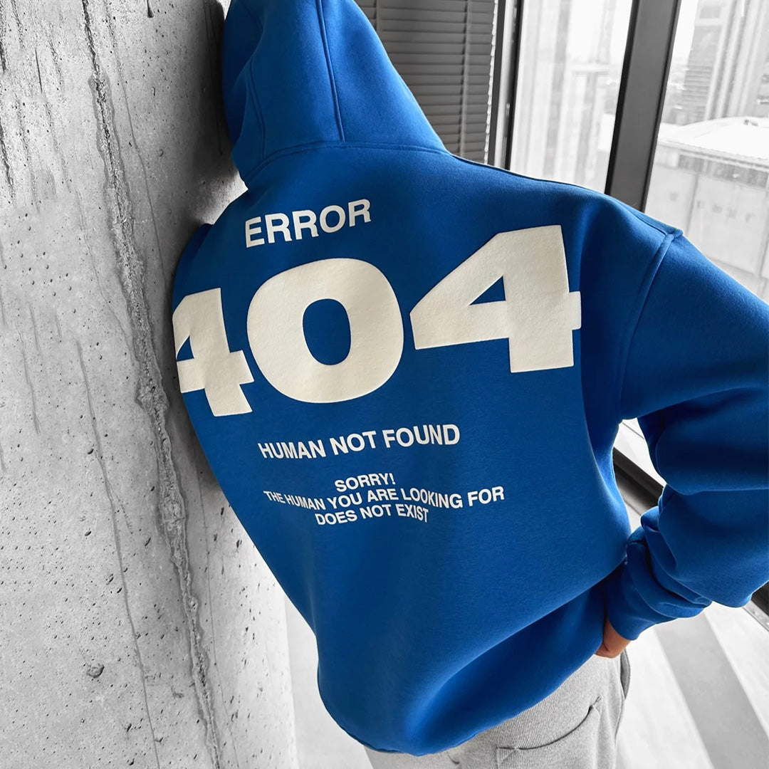 ERROR 404 DROP SHOULDER HOODIE - BLUE