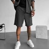 LOOSE FIT RIBBED SHORTS - ANTHRACITE GREY