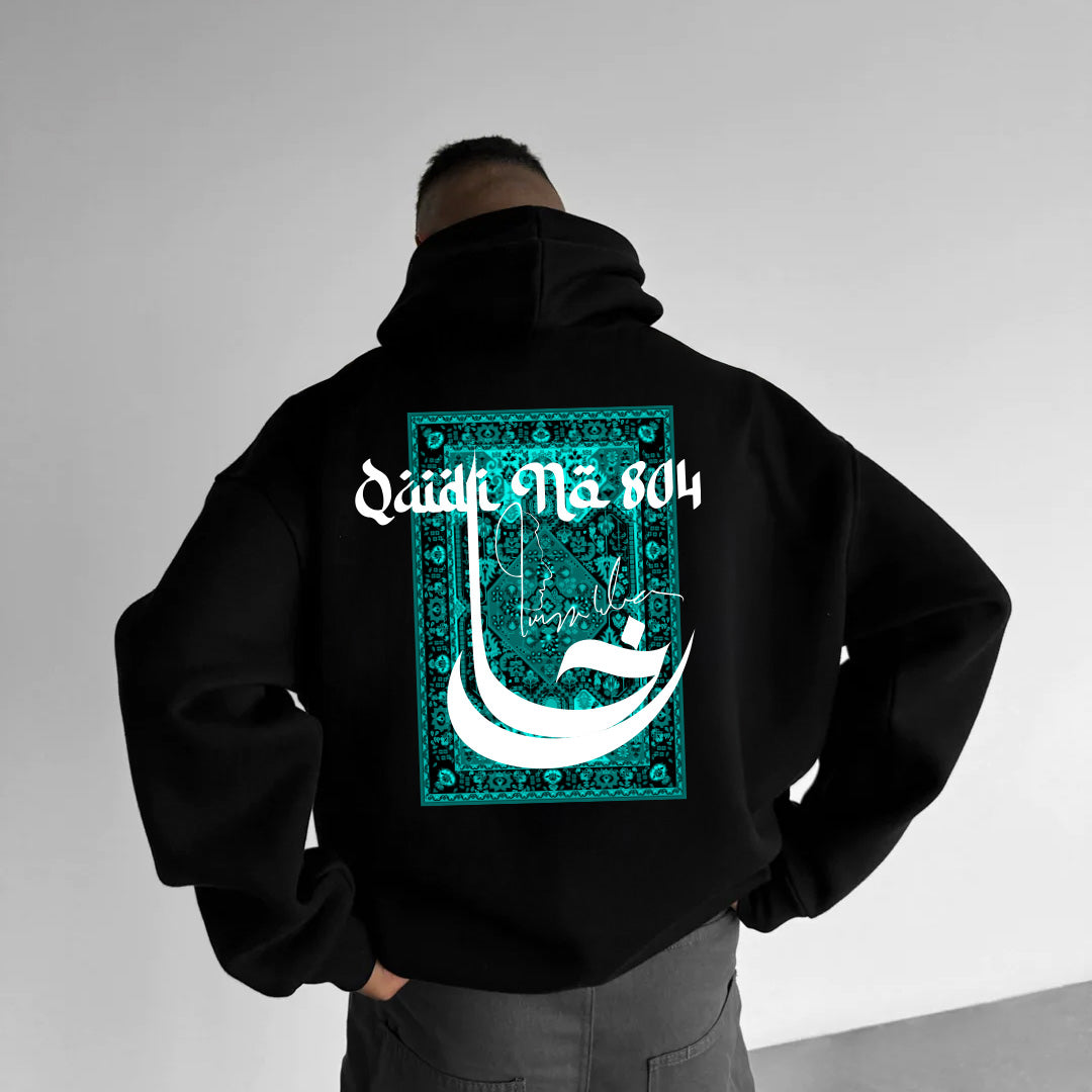 CALLIGRAPHIC QAIDI NO 804 IK HOODIE - BLACK BLUE