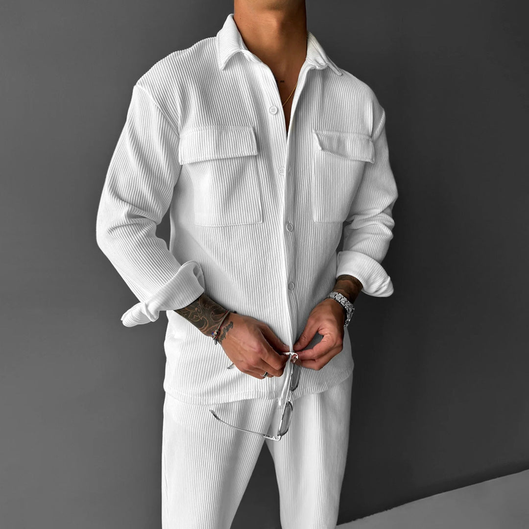 Double Pocket Shirt & Trouser Set - White