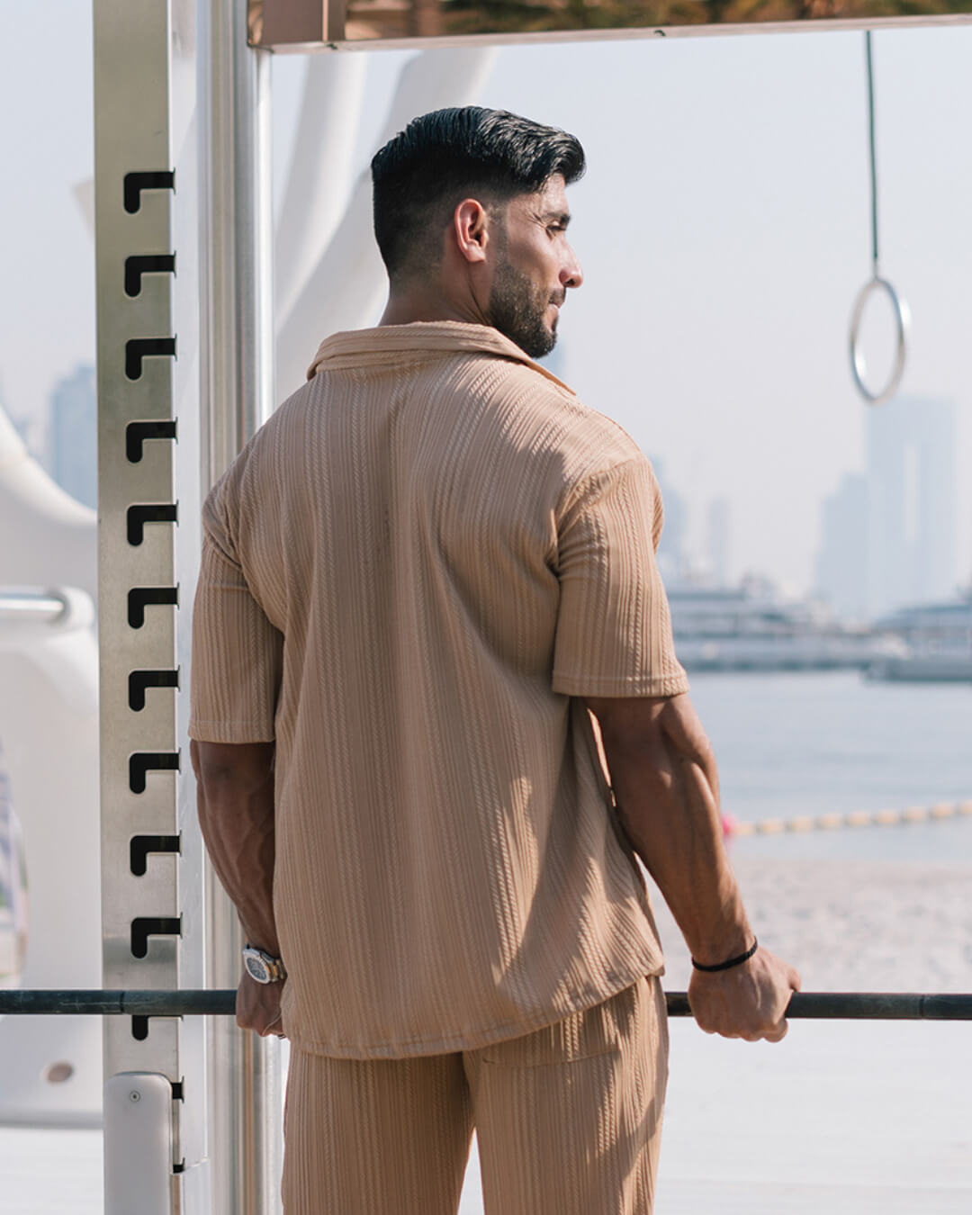 Oversize Structured Shirt & Trouser Set - Caramel