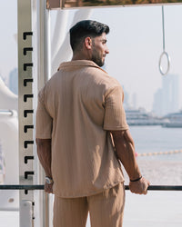 Oversize Structured Shirt & Trouser Set - Caramel