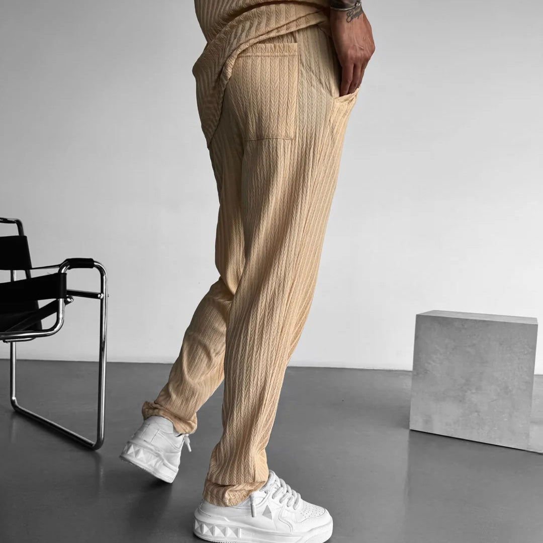 LOOSE FIT STRUCTURED TROUSERS - BEIGE