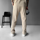 LOOSE FIT RIBBED PANTS - BEIGE