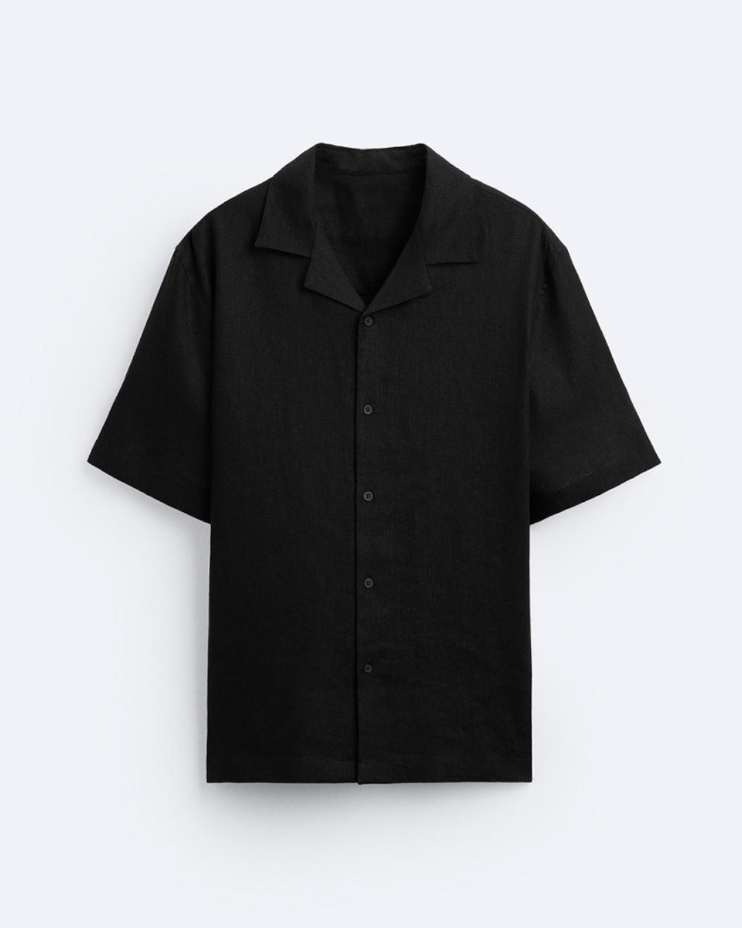 CLASSIC BOWLING LINEN SHIRT - BLACK