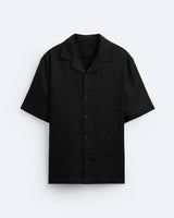 CLASSIC BOWLING LINEN SHIRT - BLACK