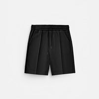 LOOSE FIT TEXTURED SEAM SHORTS - BLACK