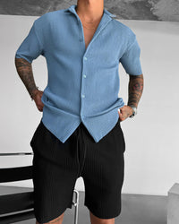 OVERSIZE RIBBED SHIRT - CORONET BLUE