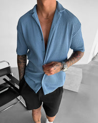 OVERSIZE RIBBED SHIRT - CORONET BLUE