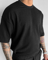 BLACK COTTON CRUSH OVERSIZED T-SHIRT