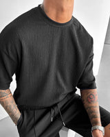 BLACK COTTON CRUSH OVERSIZED T-SHIRT