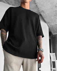 BLACK COTTON CRUSH OVERSIZED T-SHIRT