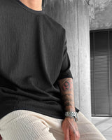 BLACK COTTON CRUSH OVERSIZED T-SHIRT